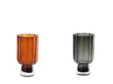 Cumpara ieftin Set 2 vaze flori sticla maro gri petrol 13,5 x 26 cm