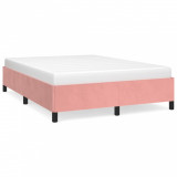 Cadru de pat, roz, 140x200 cm, catifea