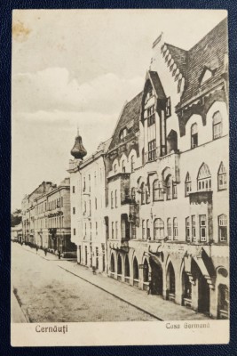 Bucovina - 1924 - Cernauti - Casa Germana - printata, circulata catre Cehia, 2 timbre intacte, stampila lizibila foto