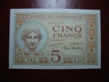 Madagascar 5 Franci AUNC, Bancnota Straine Africa