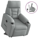 Cumpara ieftin Fotoliu rabatabil cu ridicare, gri deschis, material textil
