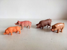 Lot 4 figurine purcei, porc, purcelusi roz, plastic, colectie, noroc foto