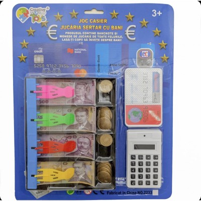 Joc cu bani specimen pentru copii, casier, educatie financiara, card bancar, moneda RON, 3 ani+ foto