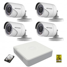 Kit pentru supraveghere, echipament Hikvision Full HD 1080P cu 4 camere de supraveghere cu IR 20 m si HDD 1 Tb Western Digital WD10PURX inclus! Safety