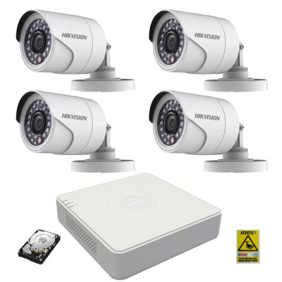 Kit pentru supraveghere, echipament Hikvision Full HD 1080P cu 4 camere de supraveghere cu IR 20 m si HDD 1 Tb Western Digital WD10PURX inclus! Safety foto