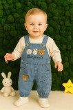 Cumpara ieftin Salopeta din denim pentru bebelusi Best Friends &ndash; Material moale, broderii