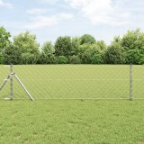 VidaXL Zid de legătură cu 13 st&acirc;lpi 0.4x25 m din oțel zincat
