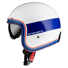 Casca open face pentru scuter - motocicleta MT Le Mans 2 SV Tant D15 alb/rosu/albastru lucios (ochelari soare integrati) XS (53/54cm)