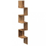 Raft perete pentru colt lemn vechi 20x20x127,5cm lemn prelucrat, DKD Home Decor