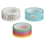 Benzi adezive washi tape, Set 3 buc, Curcubeu, 5m x 1,5cm, CMCLASS