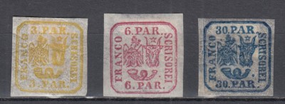 ROMANIA 1862 LP 8 LP 9 LP 10 PRINCIPATELE UNITE EMISIUNEA I TIPAR DE MANA GUMA ORIGINALA SERIE SARNIERA foto