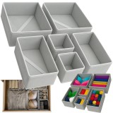 Set 6 organizatoare pentru lenjerie si sertar, gri, Ruhhy