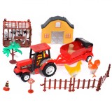 Set Jucării Ferma, Tractor cu Remorcă și Animale, Multicolor, 15 Piese, Oem