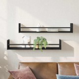 VidaXL Rafturi 2 buc Negru stejar 80x16x14 cm Lemn prelucrat
