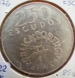 (A11) MONEDA DIN ARGINT PORTUGALIA - 250 ESCUDOS 1974, REVOLUTIA GAROAFELOR, Europa