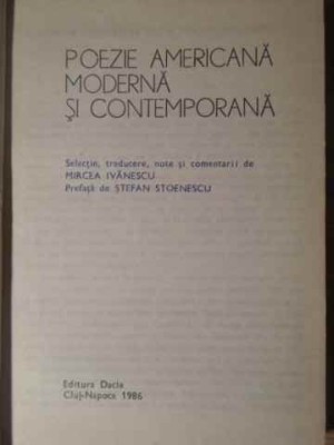 POEZIE AMERICANA MODERNA SI CONTEMPORANA-MIRCEA IVANESCU-221775 foto
