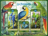Timbre Gabon 2023 - Set Complet Papagali / Colite + Bloc - Tema Natura, Pasari Exotice - Colectie Filatelie