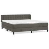 Cumpara ieftin Pat box spring cu saltea, gri inchis, 180x200 cm, catifea