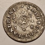 Austria Episcopia de Salzburg 2 kreuzer 1758 argint Sigismund de Schrattenbach