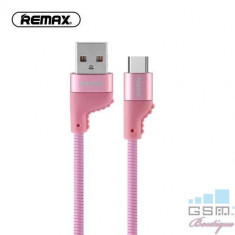 Cablu Date Si Incarcare USB Type C Samsung Huawei Allview Xiaomi Universal REMAX Roz foto