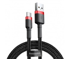 CABLU alimentare si date Baseus Cafule, Fast Charging Data Cable pt. smartphone, USB la USB Type-C, 100W, braided, 2m, rosu + negru &amp;quot;CATKLF-C91&amp;quot; (timb foto