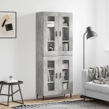 vidaXL Dulap &icirc;nalt, gri beton, 69,5x34x180, lemn compozit