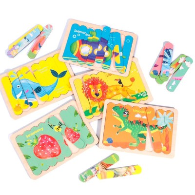 Set 4 Puzzle-uri cu betisoare din lemn - Creative Puzzle Strips cx-3228 balena foto