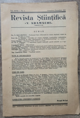 Revista Stiintifica V. Adamachi, octombrie-decembrie 1941 foto