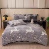Lenjerie de pat dublu cocolino,4 piese cu elastic,gri cu frunze si caprioare-A955, Jojo Home