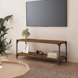 vidaXL Comodă TV, stejar fumuriu, 100x33x41 cm, lemn prelucrat și oțel