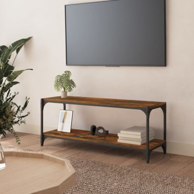vidaXL Comodă TV, stejar fumuriu, 100x33x41 cm, lemn prelucrat și oțel 819349 foto