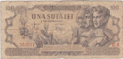 ROMANIA 100 LEI 5 DECEMBRIE 1947 uzata foto
