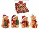 Set 4 lumanari Craciun Ursuleti ceara multicolora cm 5 x 5,5 x 7 H