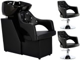 Set spălătorie de coafură Leia + 2 x scaune de frizerie pivotant hidraulic bol mobil din ceramică ac