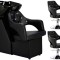 Set spălătorie de coafură Leia + 2 x scaune de frizerie pivotant hidraulic bol mobil din ceramică ac