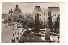 CPIB 24682 CARTE POSTALA - TARGU MURES: ASPECT DIN PIATA I.V. STALIN, RPR, BICICLETA, CIRCULATA, 1961, STAMPILE, TIMBRU