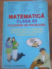 MATEMATICA CLASA XII CULEGERE DE PROBLEME-B. ENESCU, L. VLAICU SI COLAB. foto