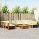 vidaXL Seturi de canapele 10 pcs Natural și Crem Lemn Solid de Acacia 3374180