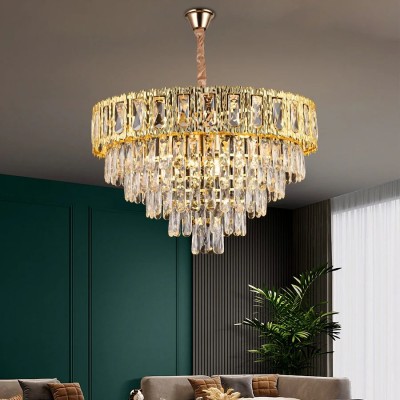 Candelabru Cristal BELVEDERE Magno 8xE14, Diametru 60cm, Auriu Lucios, Inaltime Reglabila foto