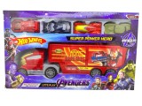 Camion Transportor Avengers cu 4 Masinute Super Eroi