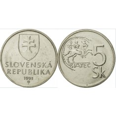 Slovacia 1993 - 5 korun, circulata