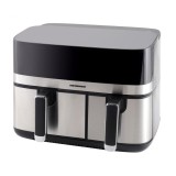 Friteuza dubla cu aer cald HAF-H9DB17BKS, 1700W, capacitate totala 8.6 L, touch, 8 programe, Gri/Silver
