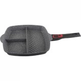 Tigaie grill 3in1 Zilan ZLN-3352, 28 cm, Material aluminiu, Interior granit, Maner soft touch detasabil, Compatibil inductie