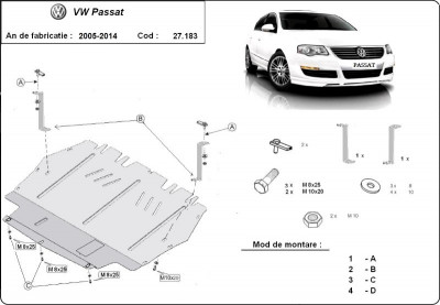 Scut motor metalic VW Passat B6/B7 2005-2014 foto