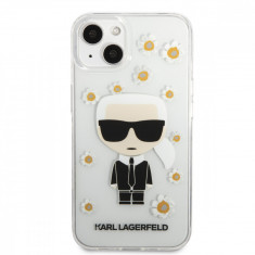 Husa de protectie telefon Karl Lagerfeld pentru iPhone 13 Mini, Ikonik Flower, Plastic, Transparent