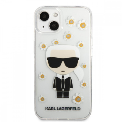 Husa de protectie telefon Karl Lagerfeld pentru iPhone 13, Ikonik Flower, Plastic, Transparent foto