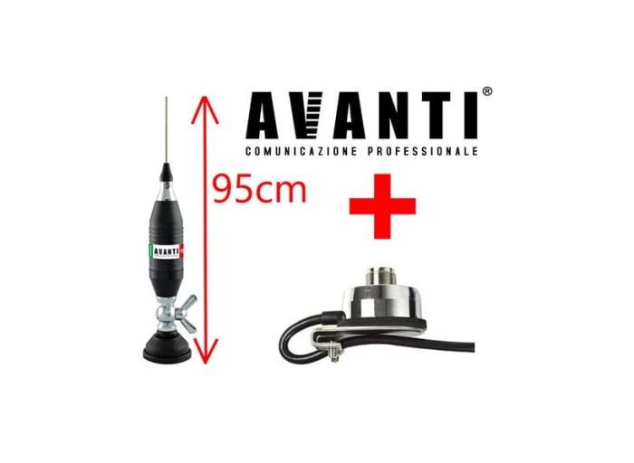 Antena Radio CB Avanti Volo 95cm Prindere Fluture Haion + Adaptor PL + Suport Portbagaj T941 Pni