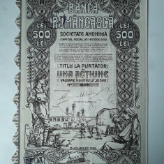 500 Lei 1920 Banca Romaneasca actiuni vechi / Romania 3098