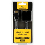 Adaptor video Gembird 1x HDMI 1.4 Male &ndash; 1x VGA Female 15cm, Negru