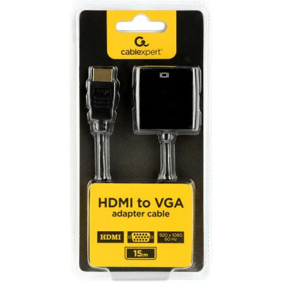 Adaptor video Gembird 1x HDMI 1.4 Male &amp;ndash; 1x VGA Female 15cm, Negru foto